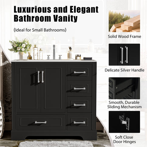 Traditional Bathroom Vanity With Soft Close Doors And Drawers