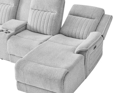 Ian - Power Reclining Chaise With LED Lighting, Pushback Design - Gray