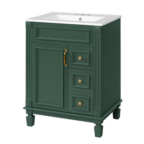 Bathroom Vanity With Sink, Compact Cabinet & 2 Drawers And Adjustable Shelf