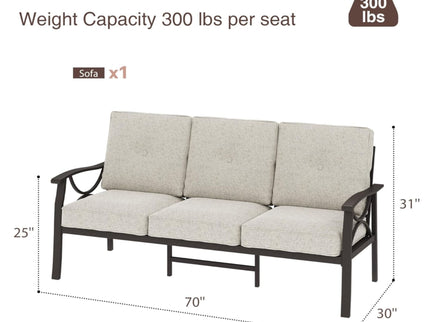 All-Weather 3 Seat Patio Sofa With Cushions