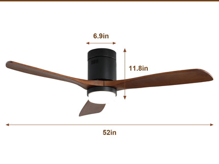 Indoor Ceiling Fan With Lights, Reversible DC Motor, Remote Control - Black
