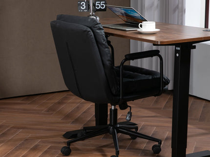 Office Chair, Mid Back Home Office Desk Task Chair With Wheels And Arms Ergonomic Computer Rolling Swivel Chair With Padded Armrest