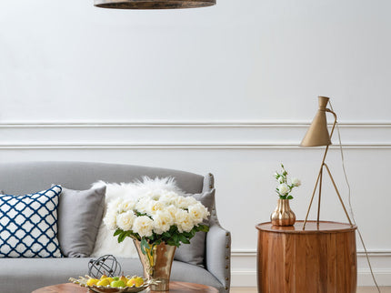 Drum Side Table With Tray Style Top - Brown