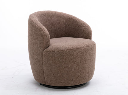 Teddy Fabric Swivel Accent Armchair Barrel Chair With Powder Coating Metal Ring