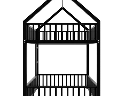 Metal House Bunk Bed With Fence And Door