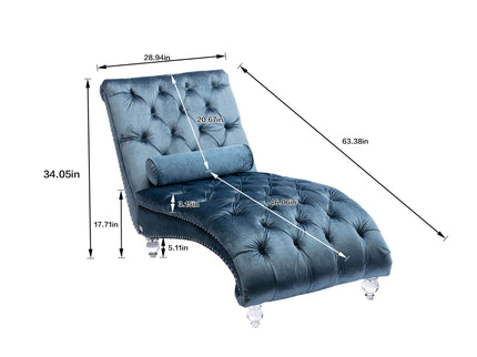 Chaise Lounge Indoor, Button Tufted Upholstered Chaise Lounge Chair With Pillow