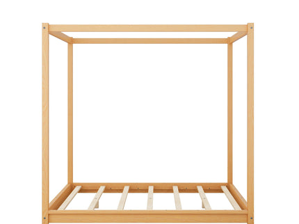 Wood Canopy Platform Bed With Support Legs And Airflow Slats