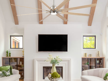 Oversized Large Ceiling Fan With Dimmable LED Light, 8 Blades, Remote Control