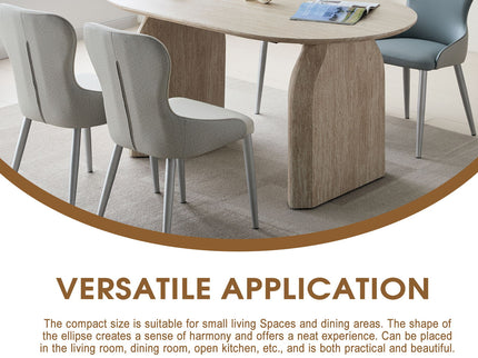 Oval Extendable Dining Table With Dual Pillar Design - Off White