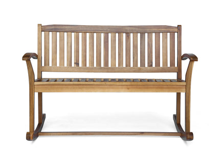 Outdoor Rocking Loveseat With Acacia Wood Frame - Natural