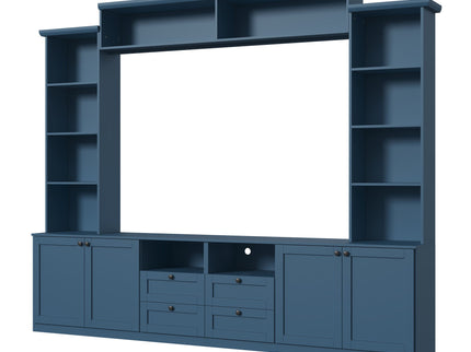 Farmhouse Elegant Entertainment Center Wall Unit With 4 Drawers