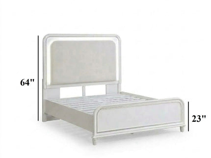 Bed With LED Lights Panel Headboard And Footboard Frame