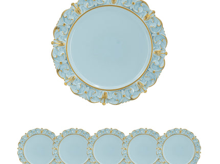 Plastic Charger Plate (Set of 6) - Blue / Gold