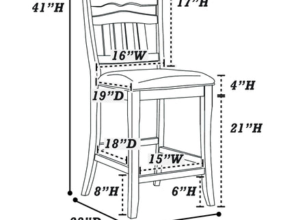 Counter Height Dining Chairs With Upholstered Cushion And Ladder Back Design (Set of 2) - Antique White