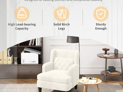Upholstered Accent Chair Tufted Armchair For Living Room And Bedroom