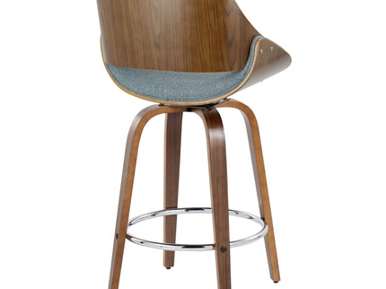 Fabrizzi - Mid Century Modern Fixed Height Counter Stool With Swivel With Round Footrest (Set of 2)