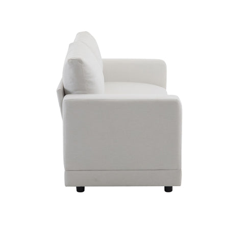 Modern Square Arm Sofa With Soft Fabric Upholstery, Deep Cushions