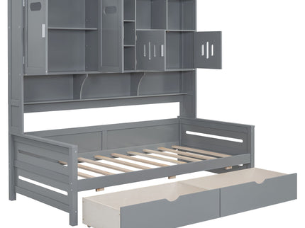 Daybed With All-In-One Cabinet And Shelf