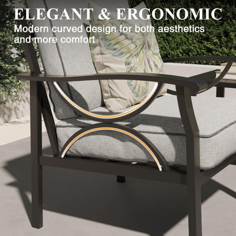 Patio Furniture Set With Coffee Table And Cushions For Backyard
