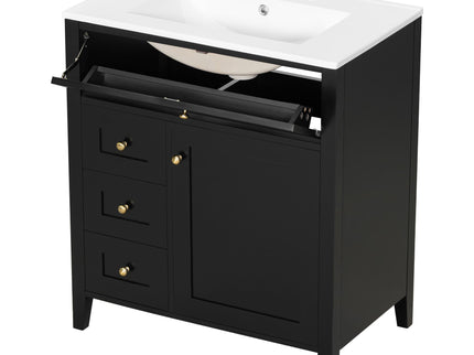 Modern Bathroom Vanity With Sink, 3 Drawers And Adjustable Shelf