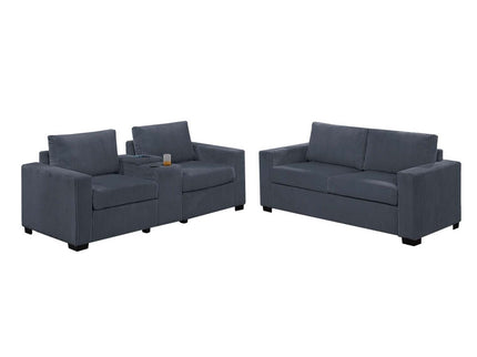 Elegant Simple Sofa Set With Console Cup Holder And Loveseat