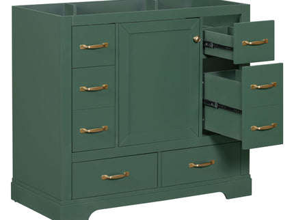 Modern Bathroom Vanity Base Only, 6 Drawer Storage With Adjustable Shelf