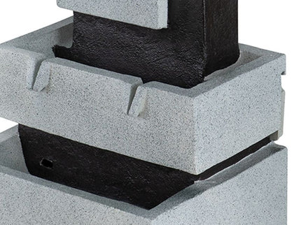 Decorative 4 Tier Block Fountain With Light, For Indoor And Outdoor - Black / Gray