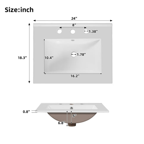 Bathroom Vanity With Sink, 1 Divided Drawer And 2 Soft Close Doors With Double Shelf