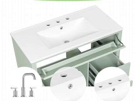 Bathroom Vanity With Sink, Cabinet With 3 Drawers And Adjustable Shelf