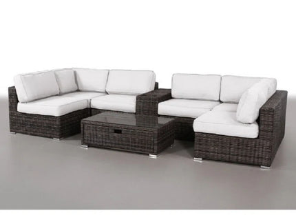 Elegant 4 Person Wicker Patio Seating Set With Cushions And Glass Top Table