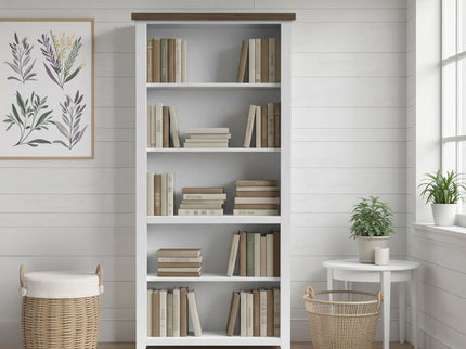 High 5 Shelf Bookcase - Jasmine Whitewash / Barnwood