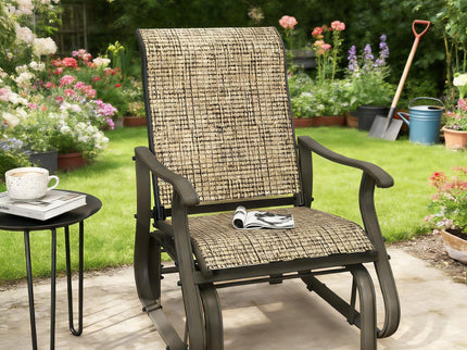 Outdoor Glider Swing Chair With Smooth Motion - Brown / Brown Mix