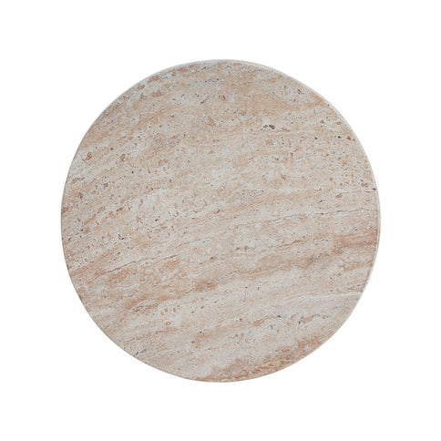 Stylish Outdoor / Indoor Lightweight Concrete Side Table With Travertine - Beige