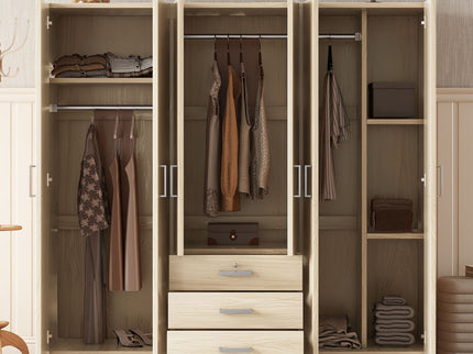 6 Doors Wardrobe Storage For Bedroom, With Big Drawers