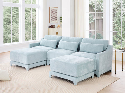 Stylish Sofa With Ottoman And Lumbar Pillows, Ergonomic Design