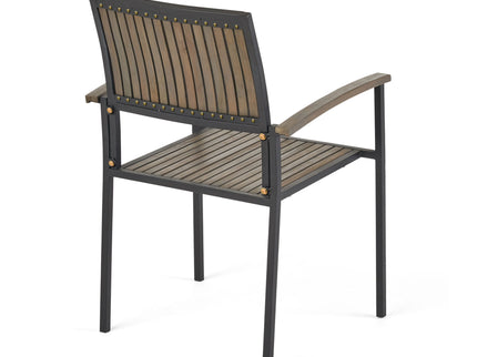 Vermilion - Outdoor Dining Chair With Vertical Slat And Wooden Arm