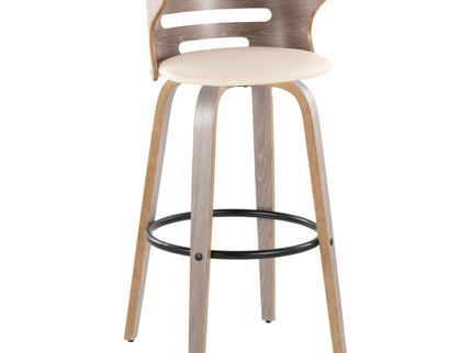 Cosini - Mid Century Modern Fixed Height, Barstool & Swivel And Round Footrest (Set of 2)