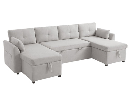 U-Shaped Sectional Sofa Bed With Storage And USB Ports