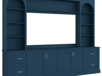 Arched Entertainment Center Wall Unit With Drawers, TV Stand