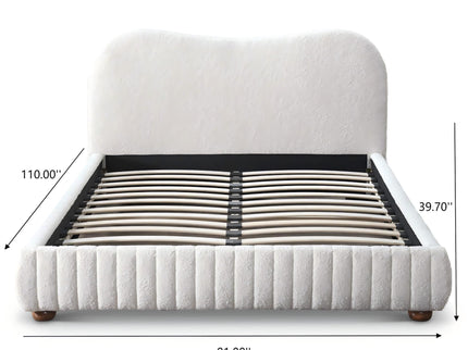 Norme - Queen Size Upholstered Low Profile Platform Bed - Cream