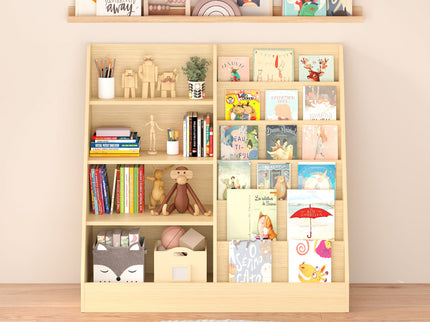 Bookshelf And Toy Storage Organizer, 4 Tier Bookcase With Display Stand For Playroom