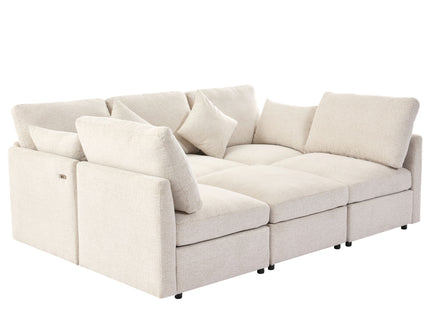 Sectional Sofa Modular U-Shaped With Ottoman & USB Ports