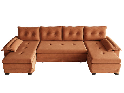U-Shaped Sleeper Sofa With Pull Out Bed, Removable Armrests & USB Ports For Living Room