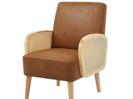 Upholstered Armchair With Tall Legs - Brown