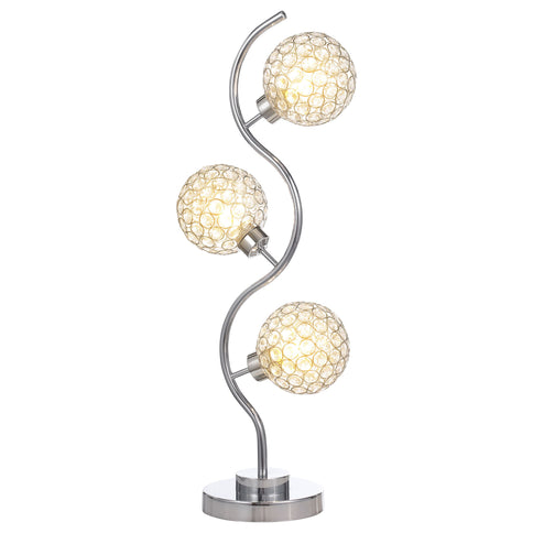 Vandy - 3 Light Curvy Table Lamp With Orb Shades - Chrome