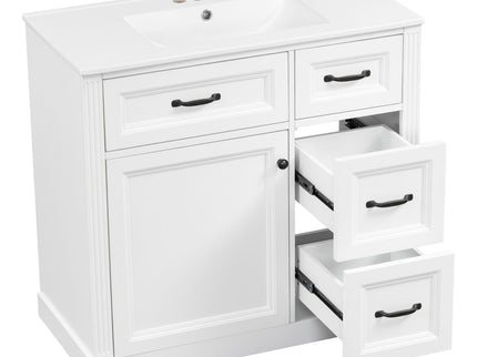 Modern Bathroom Vanity With Sink, 4 Drawers, Soft-Close Door, Adjustable Shelf