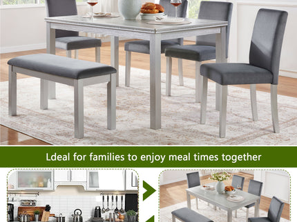 Dining Table Set, Table With A Rectangular Table And Upholstered Chairs