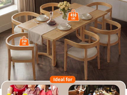 Rectangular Dining Table Set For 6 With Upholstered Barrel Back Chairs