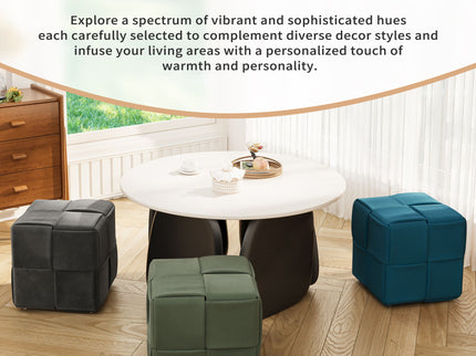 Modern Ottoman Foot Rest With Woven Design