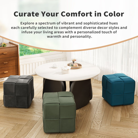 Modern Ottoman Foot Rest With Woven Design
